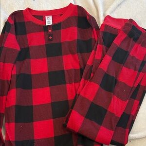 Kids size 16 Red and Black Plaid Pajama Set